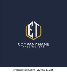 ET initial monogram building logo for real estate with creative polygon style design