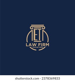 ET initial monogram for law firm with creative circle line