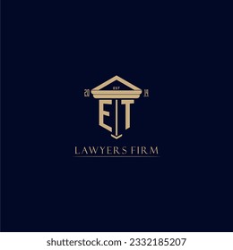 ET initial monogram lawfirm logo with pillar design