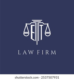 ET Initial-Monogramm für Anwaltslogo mit Skala, Vektorbild