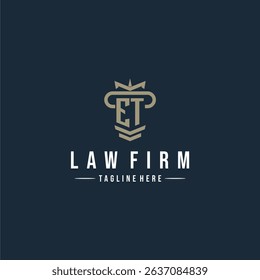 ET initial monogram logo law firm with pillar design