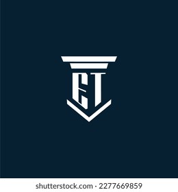ET initial monogram logo lawfirm with pillar design