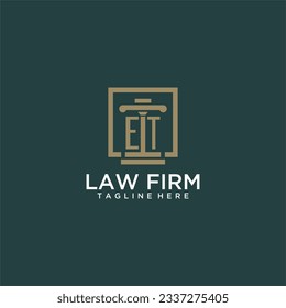 ET initial monogram logo for lawfirm with pillar design in creative square
