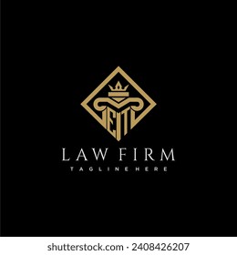 ET initial monogram logo for lawfirm with pillar in creative square design