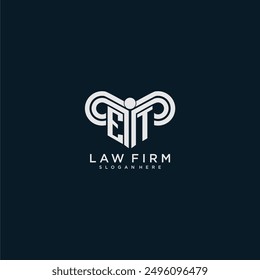 ET initial monogram logo lawfirm with pillar design