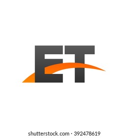 ET initial overlapping swoosh letter logo black orange