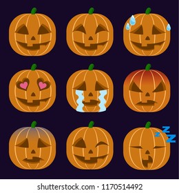 et of Jack-O-Lantern  Emoticon Sticker Isolated