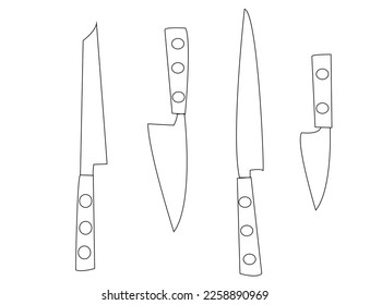 et of kitchen knives vector design template. Meat cutting knives set vector illustration. design template. Chef butcher knifes. Cooking knife set silhouettes, butchers kitchen metalic knives steel ute