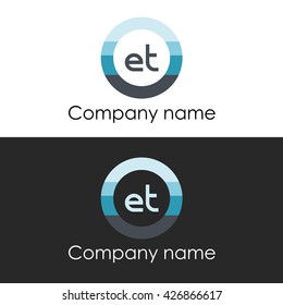 ET letter a circle shape icon logo white blue