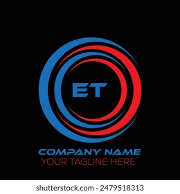 ET letter logo creative design. ET unique design. ET letter logo design on black background.