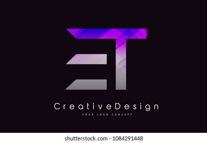 ET Letter Logo Design in Purple Texture Colors. Creative Modern Letters Vector Icon Logo Illustration.