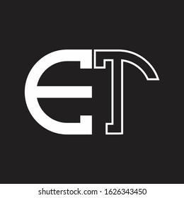 ET Letter logo monogram with oval shape negative space design template