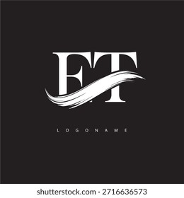 Logotipo del monograma de la letra del ET con la carrera del cepillo para la identidad moderna de la marca