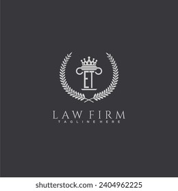 ET letter monogram logo for lawfirm with pillar  crown image design