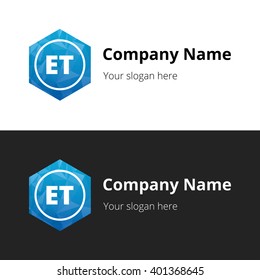 ET Letters , Abstract Polygonal Background Logo, design for Corporate Business Identity, Alphabet letter