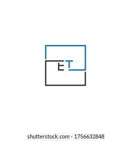 ET logo letters design concept in black and blue colors