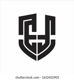 ET Logo monogram with emblem shield shape design isolated on white background