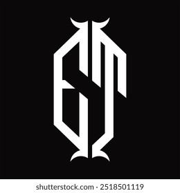 ET Logo Monogramm Hexagon Schild mit Horn Form Design-Vorlage