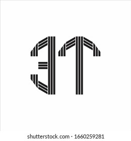 ET Logo monogram outline style linked isolated on white background