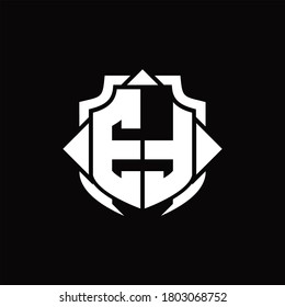 ET logo monogram with shield line and 3 arrows shape design template on black background