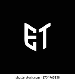 Monograma del logotipo ET con plantilla de diseño de forma de escudo