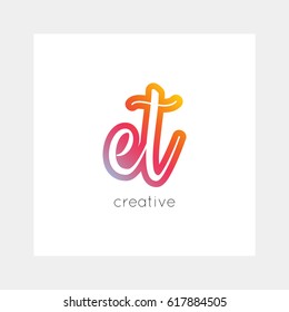 ET logo, vector. Useful as branding symbol, app icon, alphabet element, clip-art.