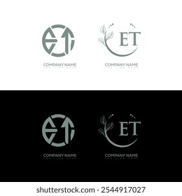 ET minimalist and classic logo set design. ET monogram circle shape vector. ET unique design.
