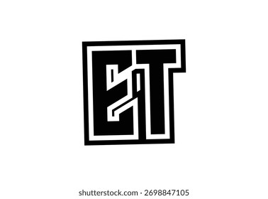 ET Modern Monogram Logo Design with Bold Geometric Shape and Minimal Frame.