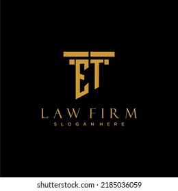 ET monogram initial logo for lawfirm with pillar design