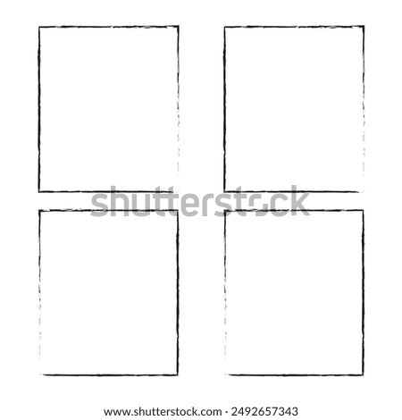 et of red brush painted ink stamp frames with place for your design element. Vector illustration.