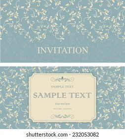 et of retro Invitations or wedding cards with elegant floral elements 