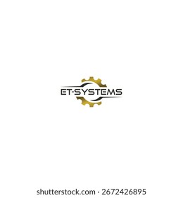 Logotipo de Et System con icono de engranaje dorado y negro