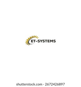 Logotipo Et System com ícone de engrenagem dourado e preto