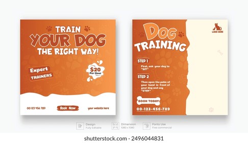 et training , veterinary clinic, pet grooming, pet clinic social media post with cute pets and animal . happy pet, cats. Vector cartoon illustration