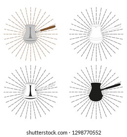 et of Turks for cooking coffee. Vector illustration.