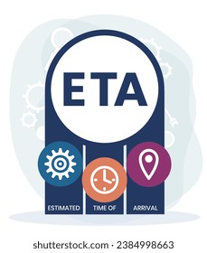 ETA - Estimated Time of Arrival acronym. business concept background. vector illustration concept with keywords and icons. lettering illustration with icons for web banner, flyer, landing page