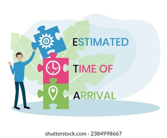 ETA - Estimated Time of Arrival acronym. business concept background. vector illustration concept with keywords and icons. lettering illustration with icons for web banner, flyer, landing page