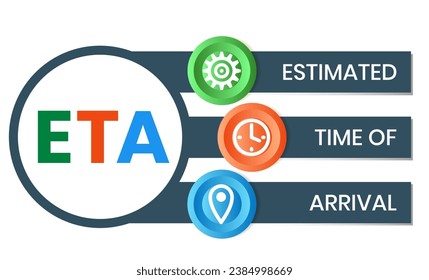 ETA - Estimated Time of Arrival acronym. business concept background. vector illustration concept with keywords and icons. lettering illustration with icons for web banner, flyer, landing page