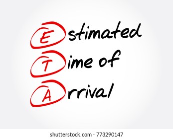 ETA - Estimated Time of Arrival acronym, business concept background