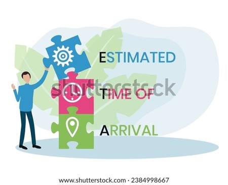 ETA - Estimated Time of Arrival acronym. business concept background. vector illustration concept with keywords and icons. lettering illustration with icons for web banner, flyer, landing page