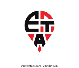 diseño de logotipo de la forma de ubicación de la letra ETA