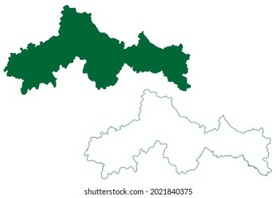 Etah District (Uttar Pradesh State, Republic Of India) Map Vector Illustration, Scribble Sketch Etah Map