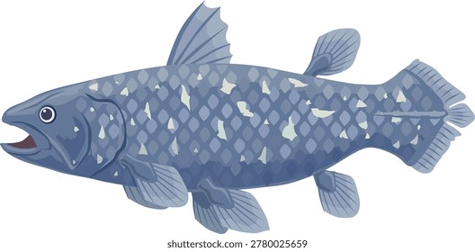 etailed vector illustration of a coelacanth, the ancient living fossil fish.