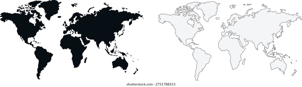 etailed world map. Isolated world map. Isolated on white background. Vector illustration.	
