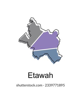 Etawah City of India map vector illustration, vector template with outline graphic sketch design