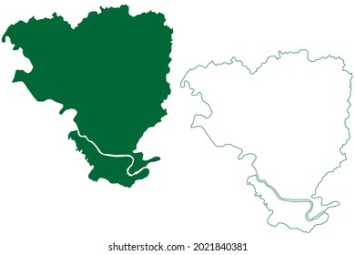 Etawah district (Uttar Pradesh State, Republic of India) map vector illustration, scribble sketch Etawah map