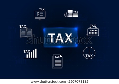 E-tax concept. Taxpayer using laptop filling out tax forms online for tax payment. State taxes, data analysis, paperwork, financial research, report VAT and property tax of business.