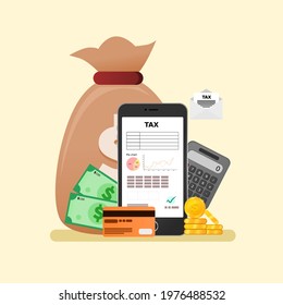 e-tax with smartphone illustration vector 