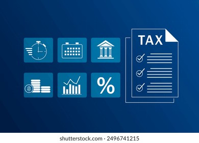 E-tax, Taxpayer using laptop filling out tax forms online for tax payment. State taxes, data analysis, paperwork, financial research, report VAT and property tax of business.