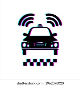 Ilustración de arte del vector de iconos de destello Wi-Fi de E-Taxi